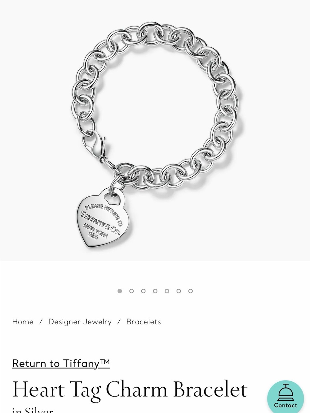 Tiffany & Co. Sterling Silver Heart Tag Link Bracelet - Silver